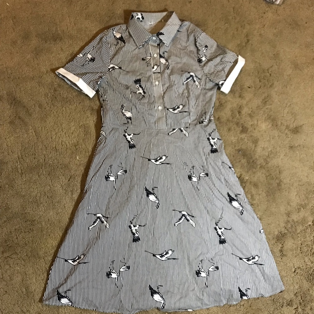 Vintage Pinstriped Collared Dress